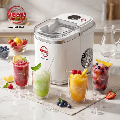 AL-BAIK Digital Ice Maker – 130W | Touch Control | Self-Cleaning | Up to 15kg Ice Per Day