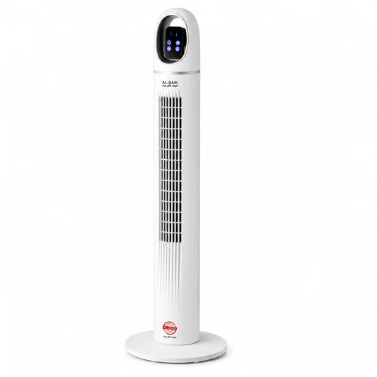 AL-BAIK Tower Fan – 45W | 3 Speed Settings | LED Display | Remote Control | 24-Hour Timer