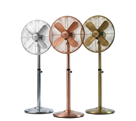 18-Inch Chrome Stand Fan | 4 Metal Blades | Copper Motor | 3 Speeds | Timer