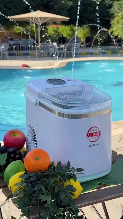 AL-BAIK Digital Ice Maker – 130W | Touch Control | Self-Cleaning | Up to 15kg Ice Per Day